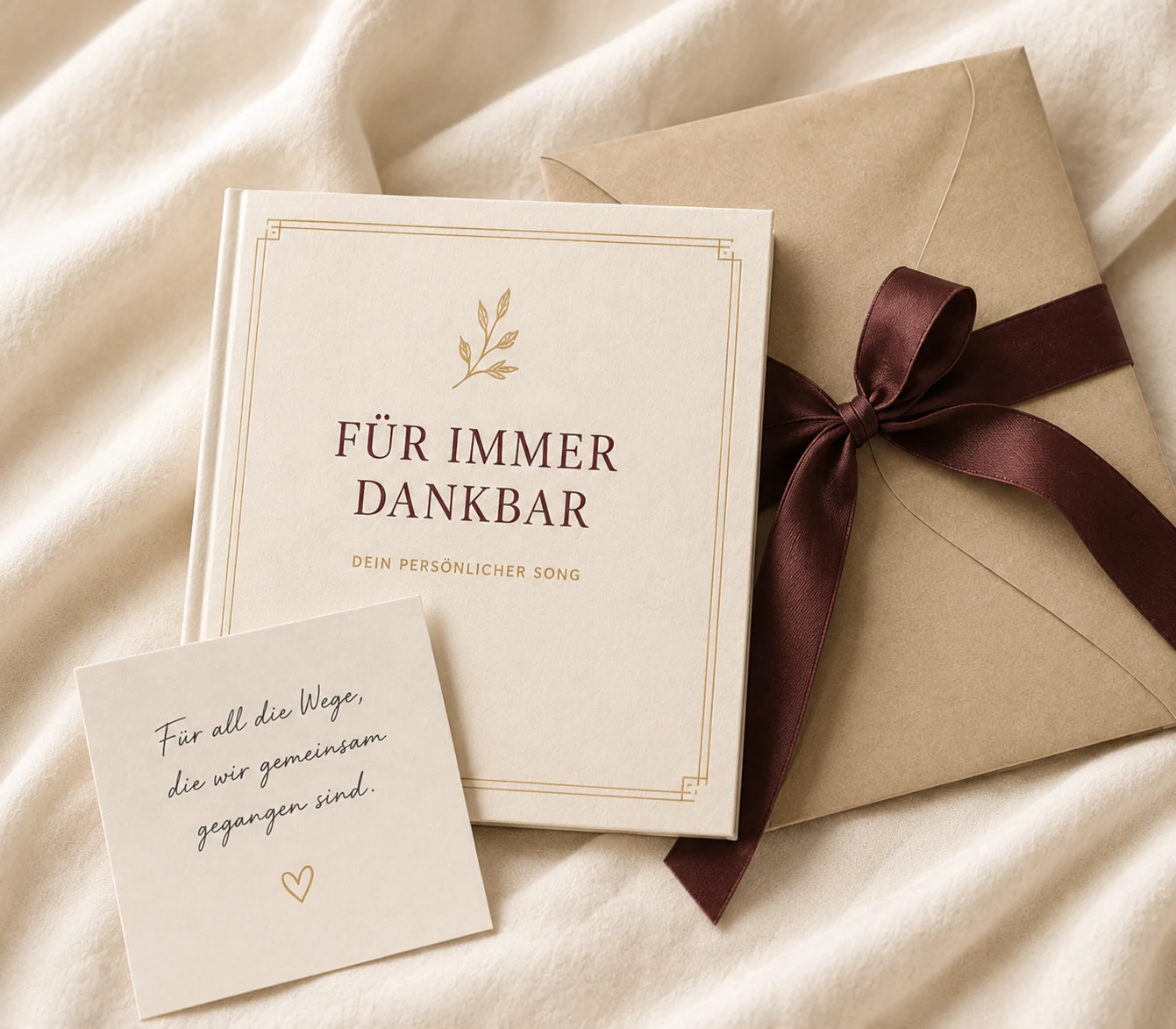 Persönliches Songgeschenk mit Erinnerungsalbum, Widmungskarte und Schleife